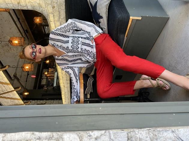 10156H KEMER DETAYLI HAVUÇ KETEN PANTOLON