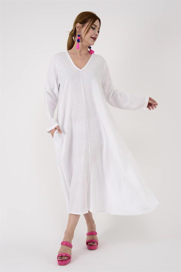 102181 LADİ KETEN ELBİSE