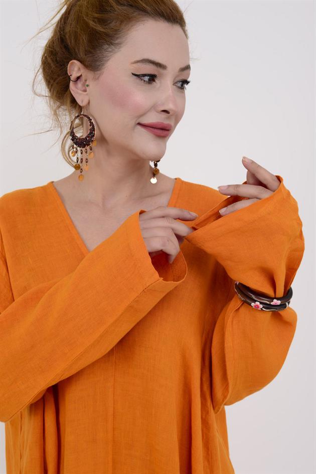 102181 LADİ KETEN ELBİSE