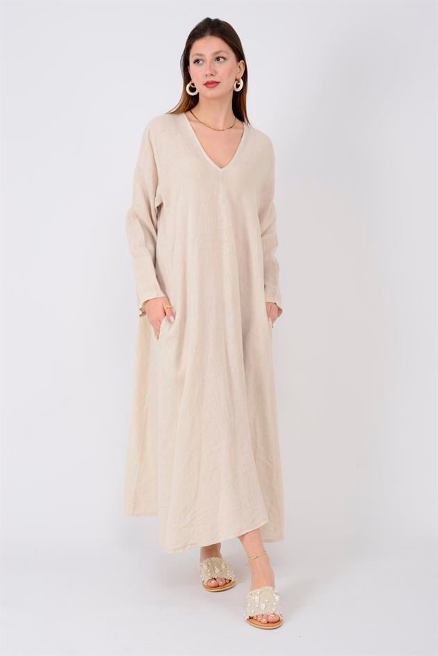 102181 LADİ KETEN ELBİSE