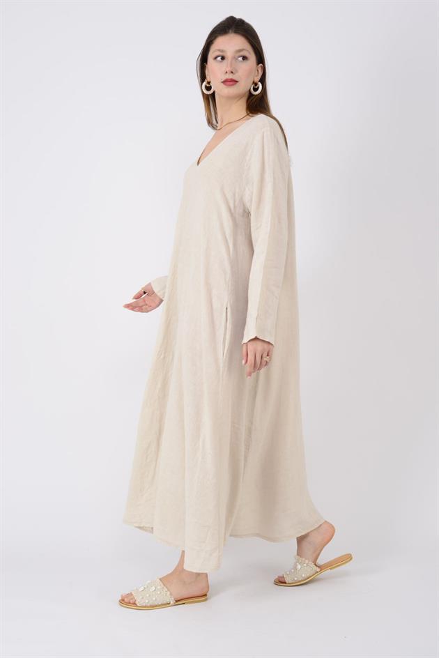 102181 LADİ KETEN ELBİSE