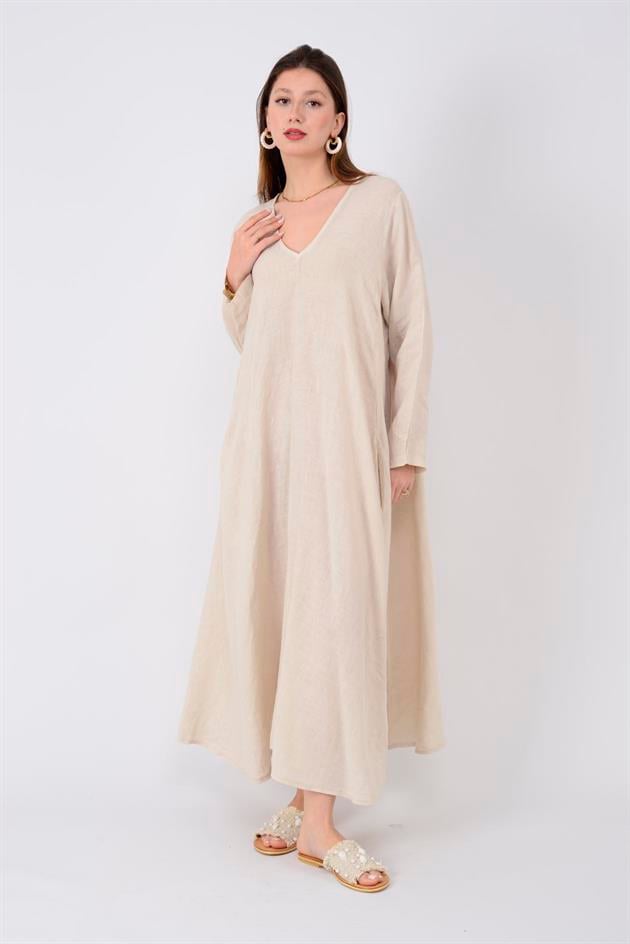 102181 LADİ KETEN ELBİSE