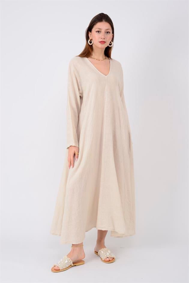 102181 LADİ KETEN ELBİSE