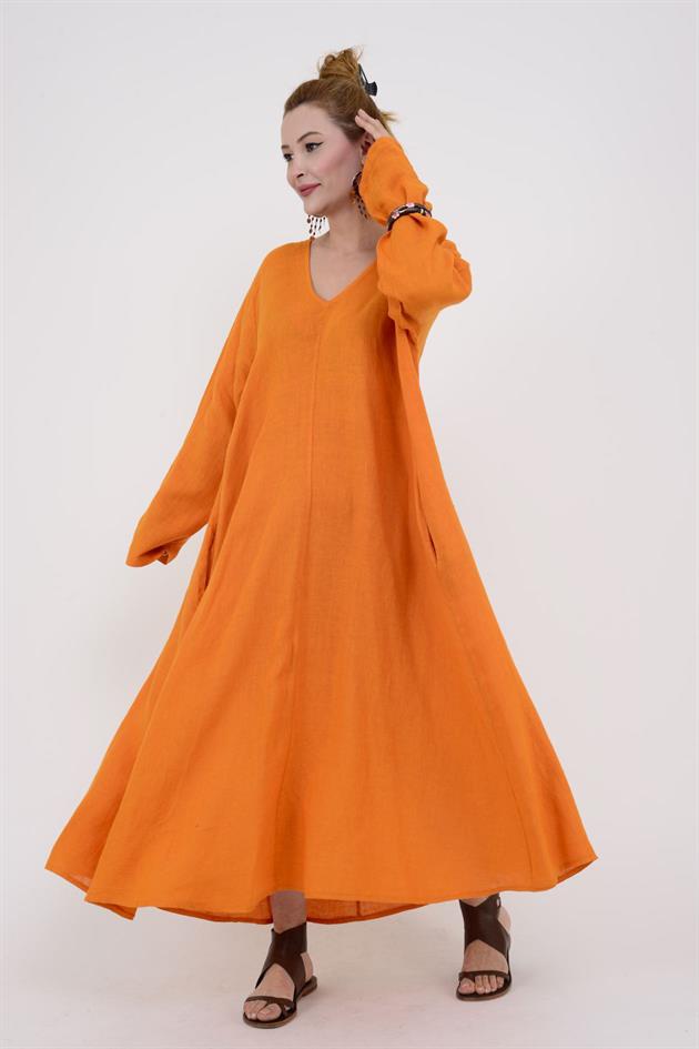 102181 LADİ KETEN ELBİSE