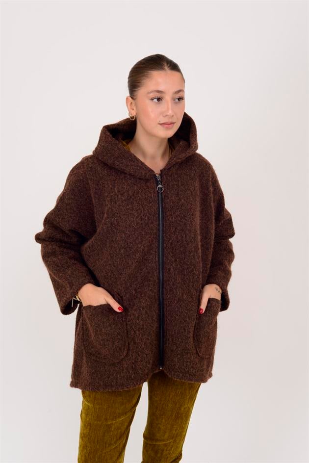 10299-22 KAPÜŞON DETAYLI KEÇE KABAN