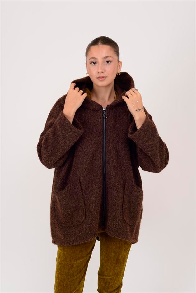 10299-22 KAPÜŞON DETAYLI KEÇE KABAN