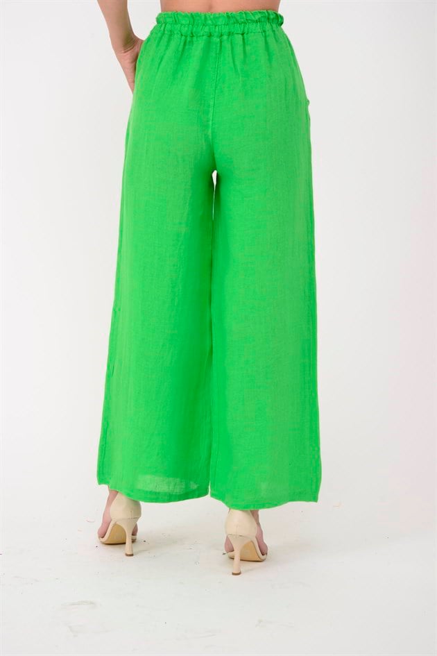 10375 BELDEN BAĞLAMALI KETEN PANTOLON