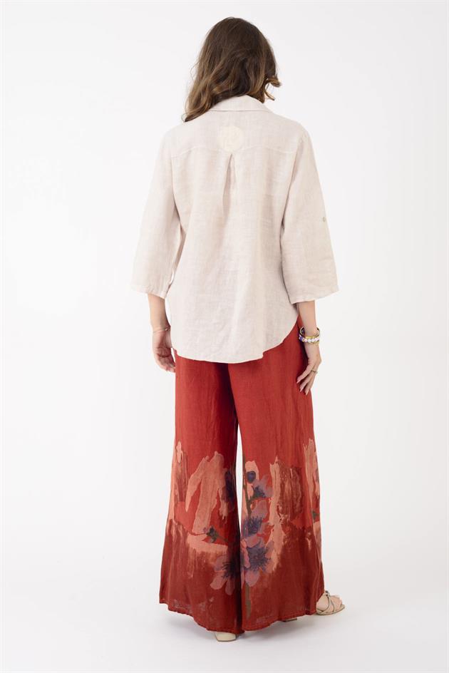 10392 BAĞLAMA DETAYLI KETEN GÖMLEK