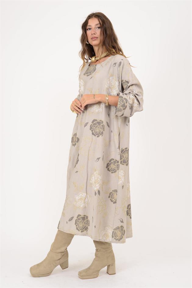 10584 LOVA SİM DETAYLI ELBİSE