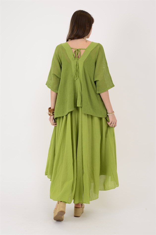 10783 DUAL MERSERİZE BLUZ DETAYLI PAMUK ELBİSE