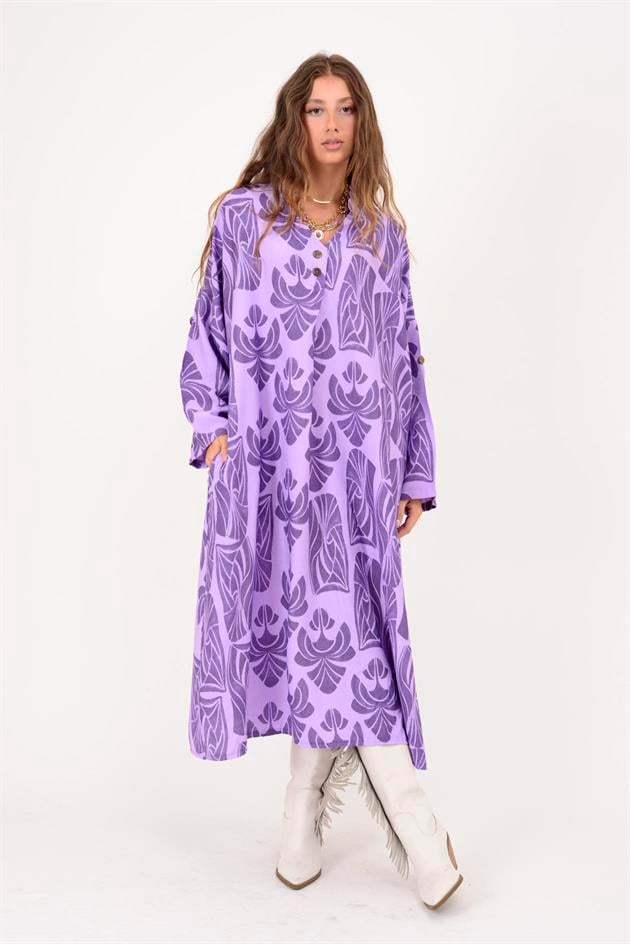 10858 LOVA PAYET DETAYLI ELBİSE