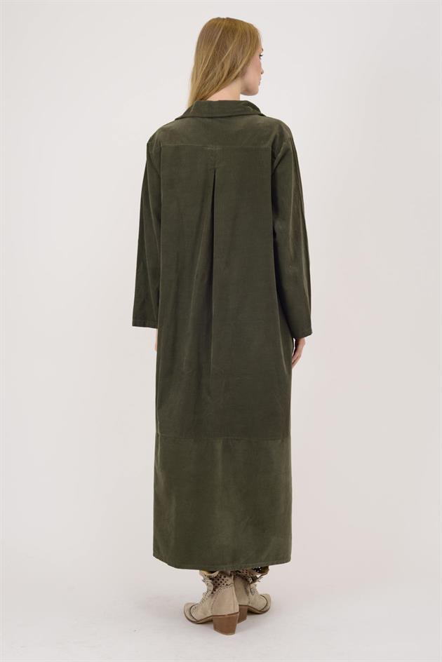 10974 LOVA ÇİÇEK DESENLİ FİTİLLİ GÖMLEK ELBİSE