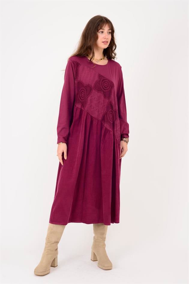 11081 LOVA FİSTO DETAYLI ELBİSE