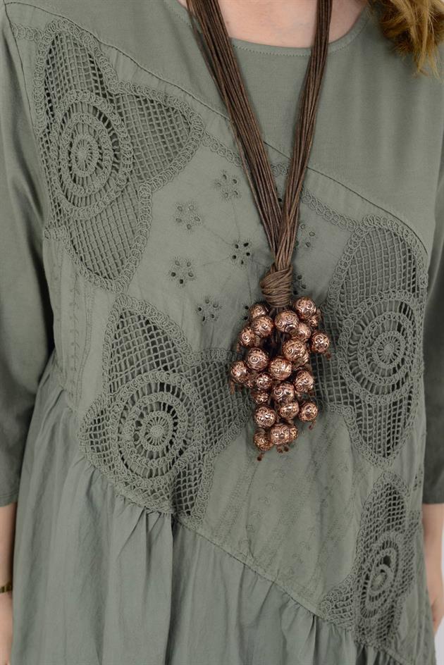 11081 LOVA FİSTO DETAYLI ELBİSE