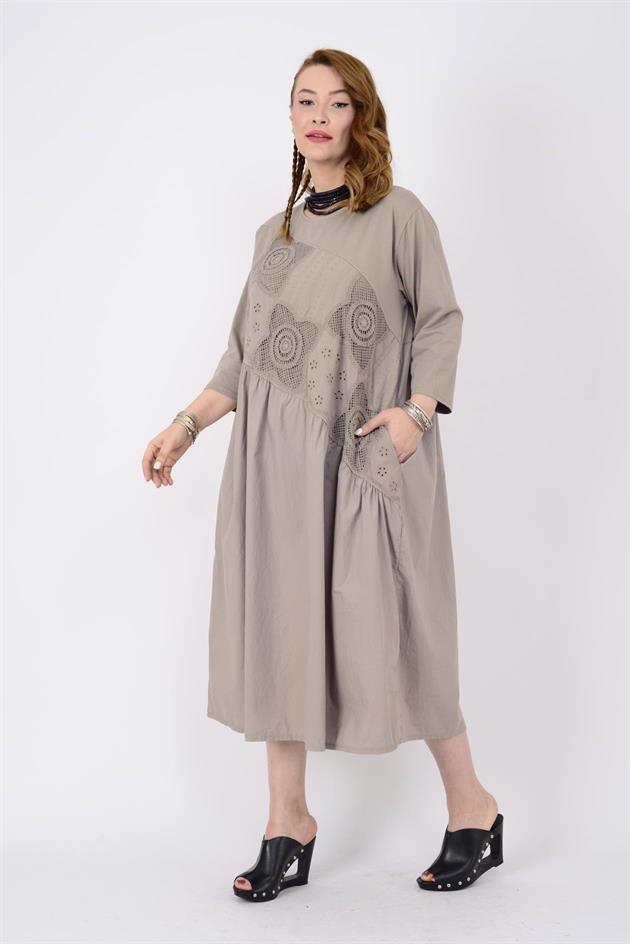 11081 LOVA FİSTO DETAYLI ELBİSE