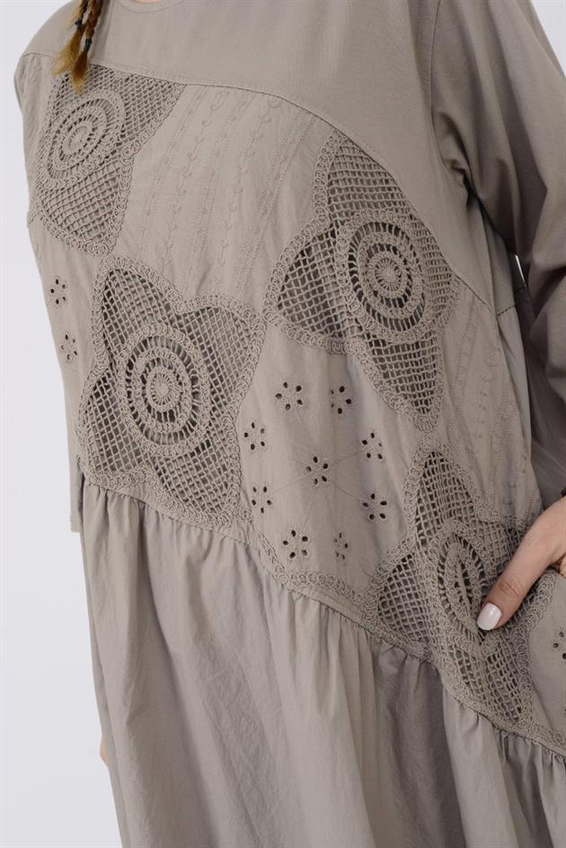 11081 LOVA FİSTO DETAYLI ELBİSE