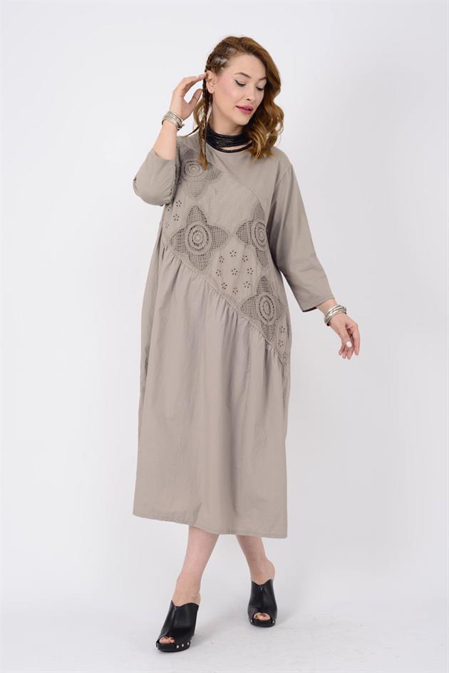 11081 LOVA FİSTO DETAYLI ELBİSE