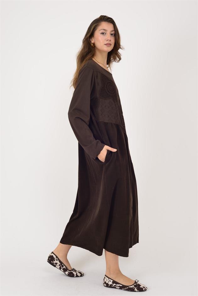 11081 LOVA FİSTO DETAYLI ELBİSE