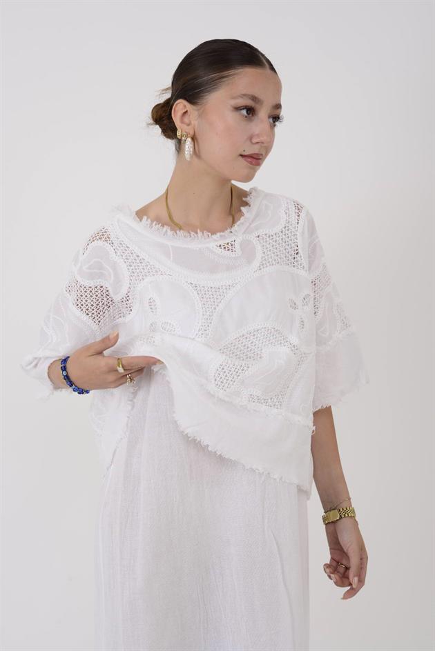 11197 LOVA AJUR İŞLEME DETAYLI DUAL ELBİSE