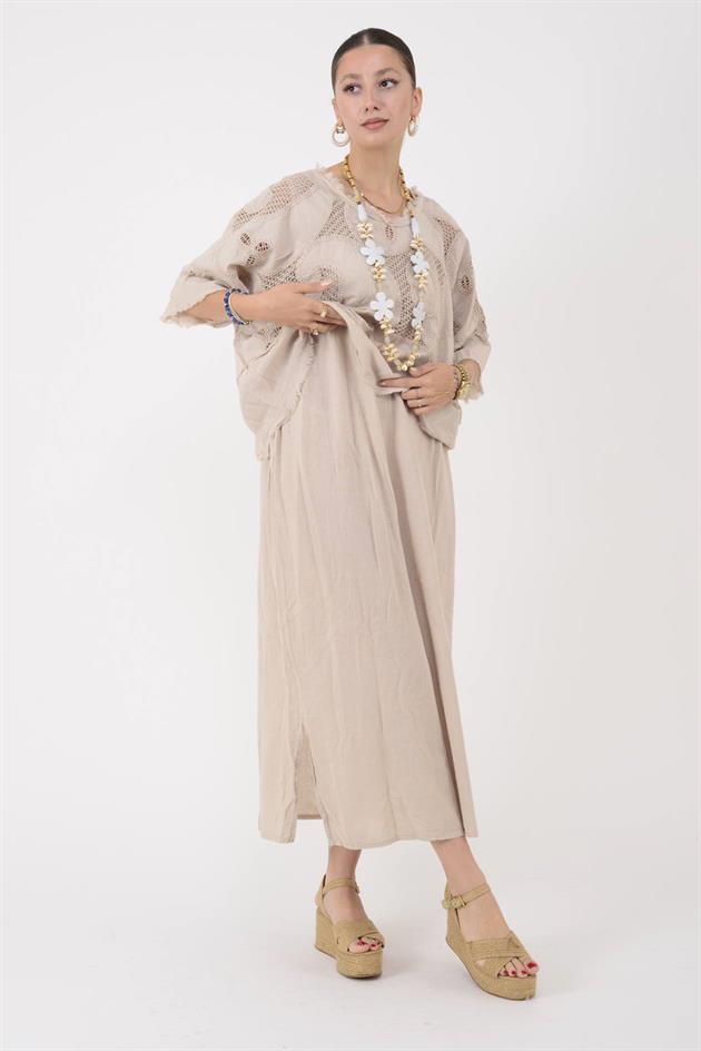 11197 LOVA AJUR İŞLEME DETAYLI DUAL ELBİSE