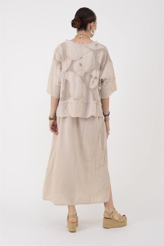 11197 LOVA AJUR İŞLEME DETAYLI DUAL ELBİSE