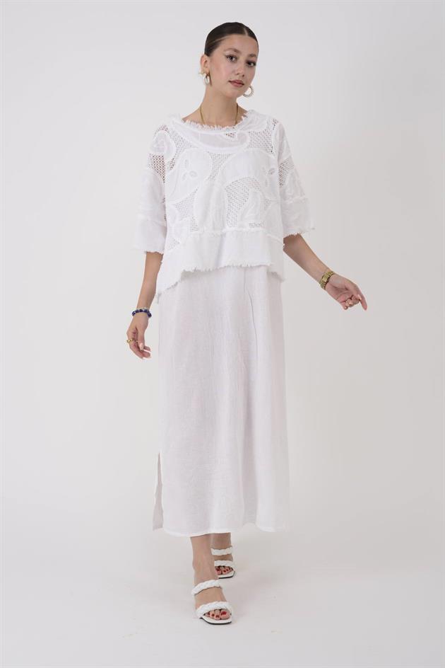 11197 LOVA AJUR İŞLEME DETAYLI DUAL ELBİSE