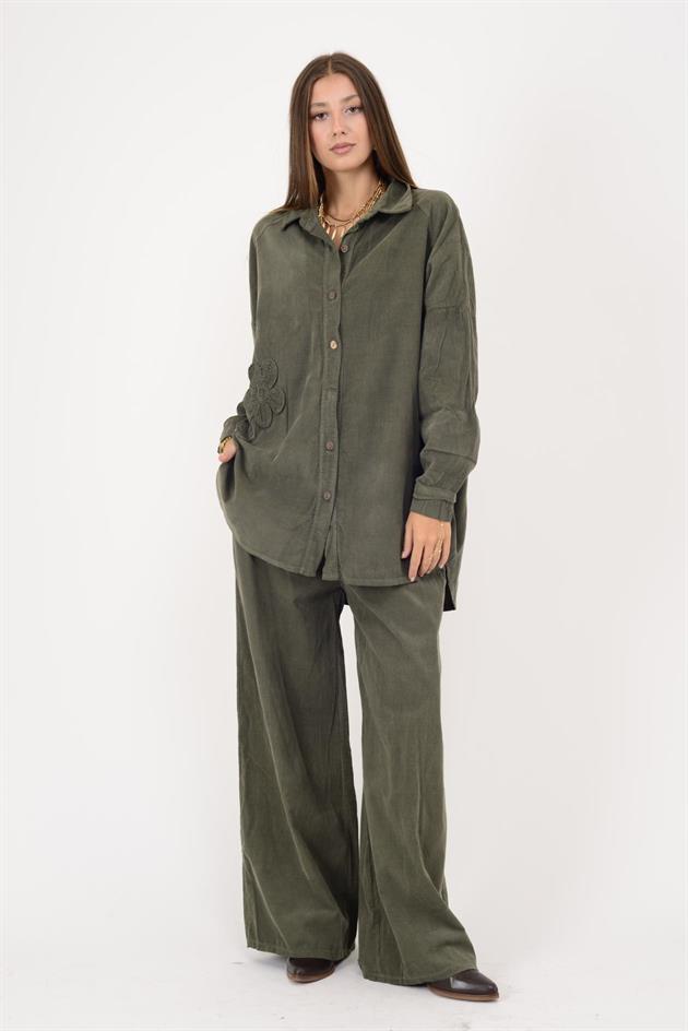 11388 LOVA ÇİÇEK KABATMALI FİTİLLİ KADİFE TAKIM