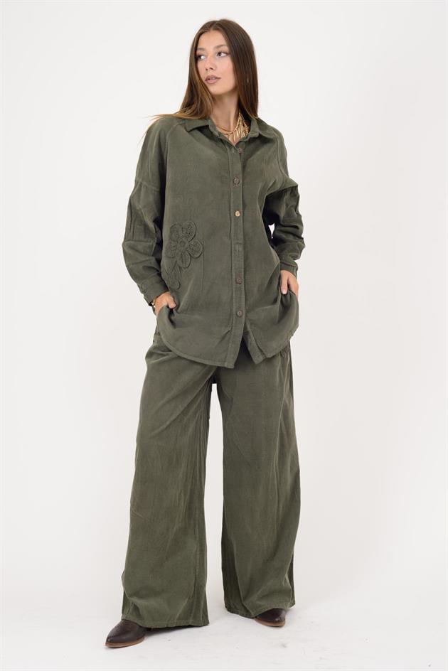 11388 LOVA ÇİÇEK KABATMALI FİTİLLİ KADİFE TAKIM