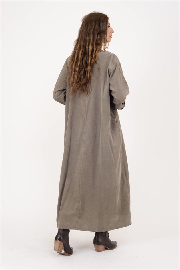 11411 LOVA DÜĞME DETAYLI FİTİLLİ ELBİSE