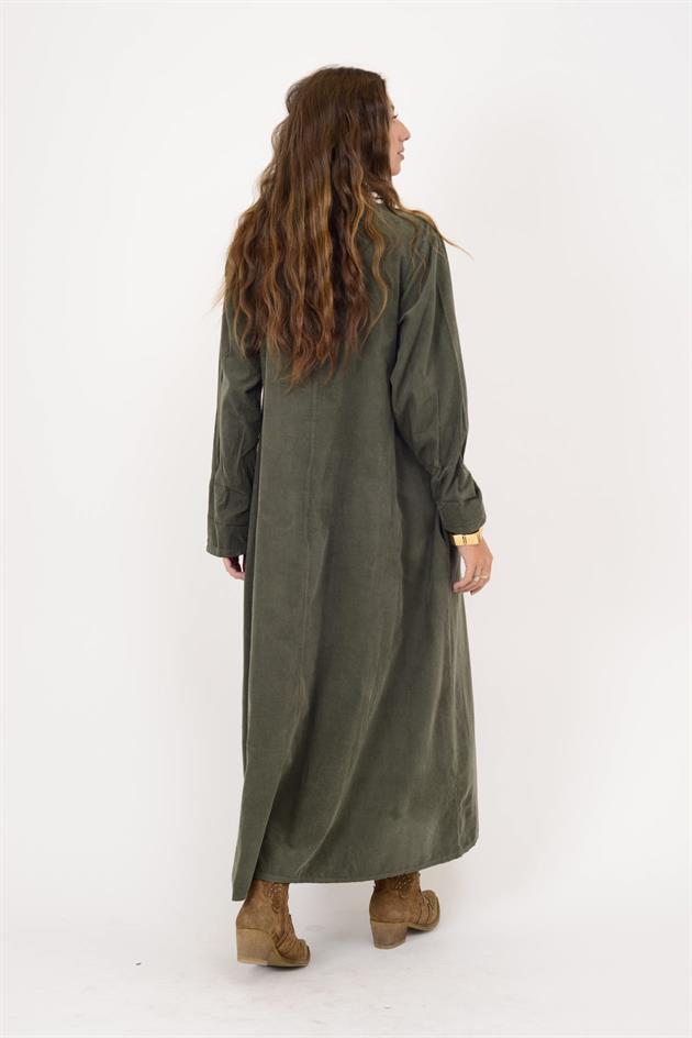 11411 LOVA DÜĞME DETAYLI FİTİLLİ ELBİSE