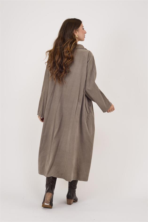 11429 LOVA ÇİÇEK KABARTMALI PUL DETAYLI FİTİLLİ KADİFE ELBİSE