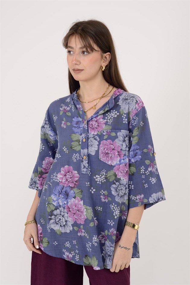 12038 ÇİÇEK DESEN GÖMLEK