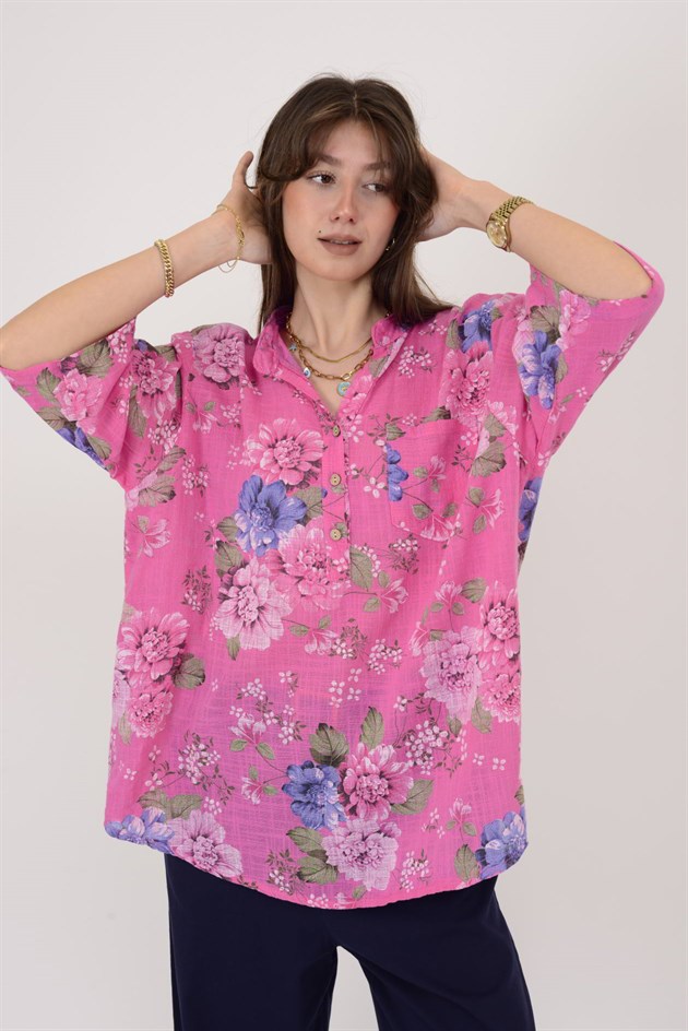 12038 ÇİÇEK DESEN GÖMLEK