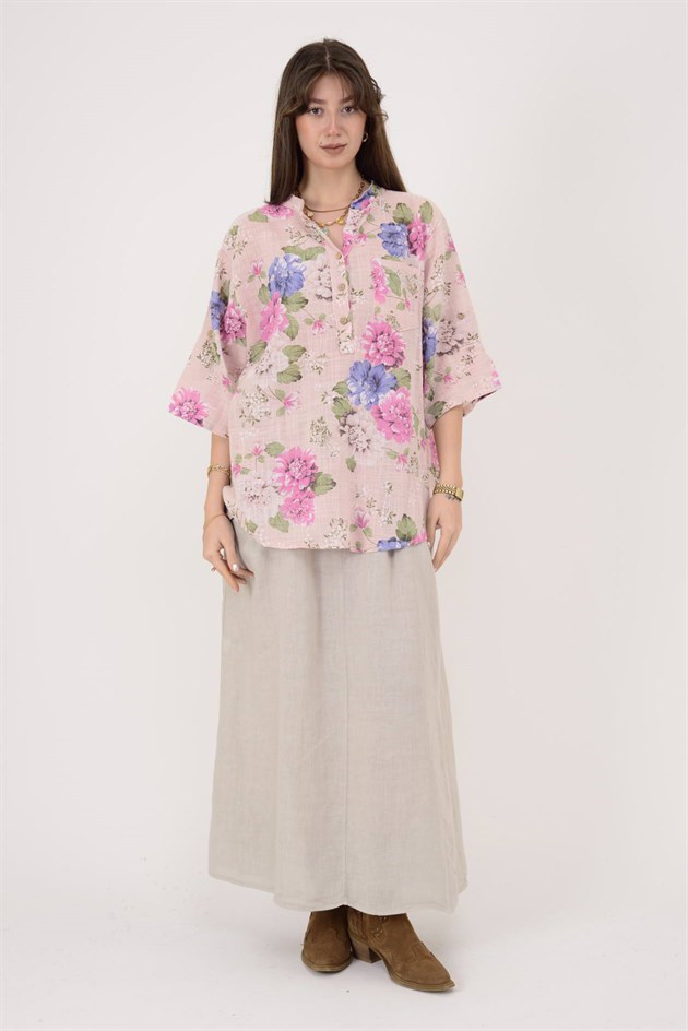 12038 ÇİÇEK DESEN GÖMLEK