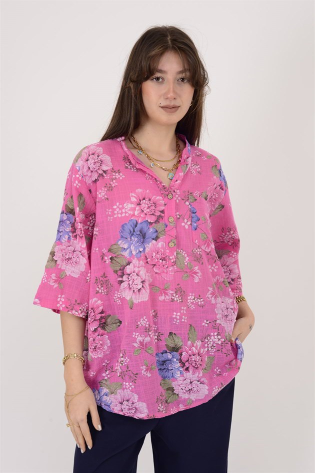 12038 ÇİÇEK DESEN GÖMLEK