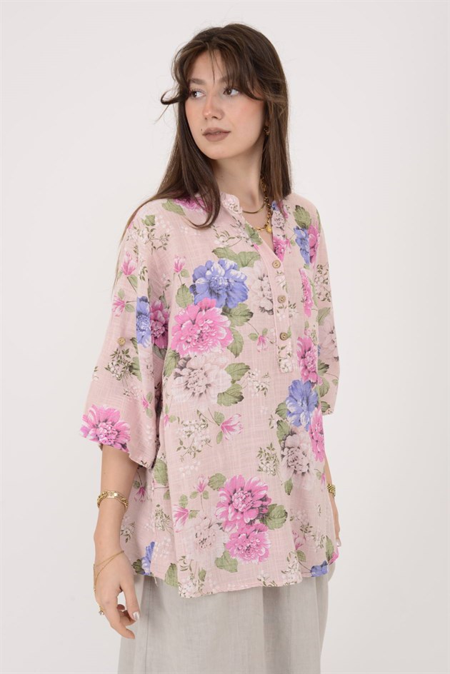 12038 ÇİÇEK DESEN GÖMLEK