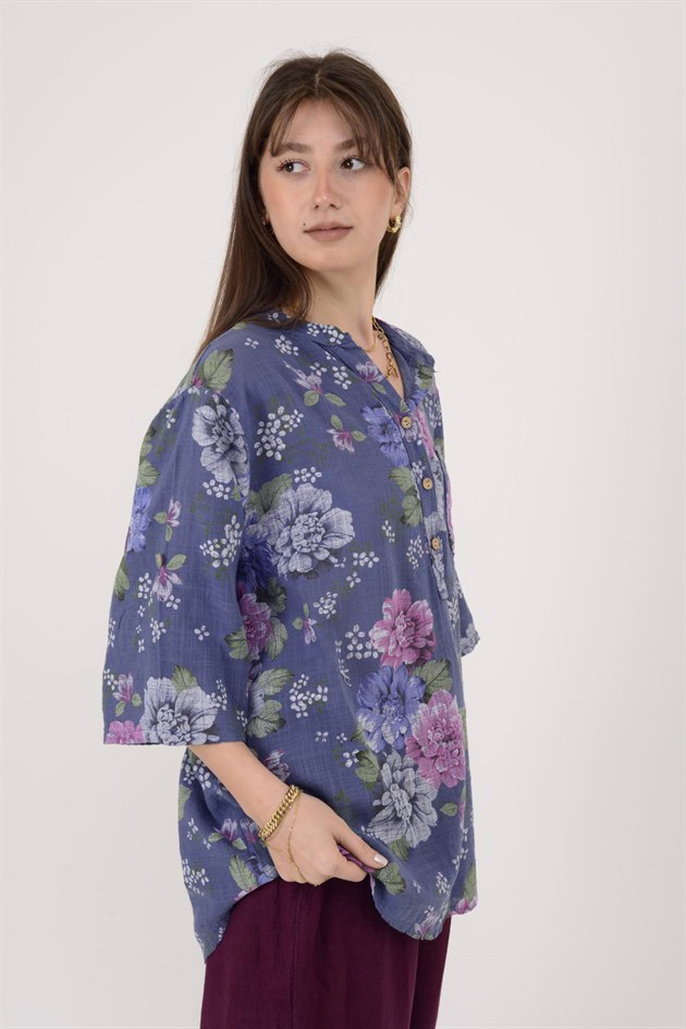 12038 ÇİÇEK DESEN GÖMLEK