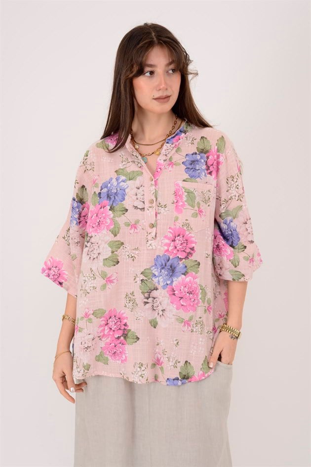 12038 ÇİÇEK DESEN GÖMLEK