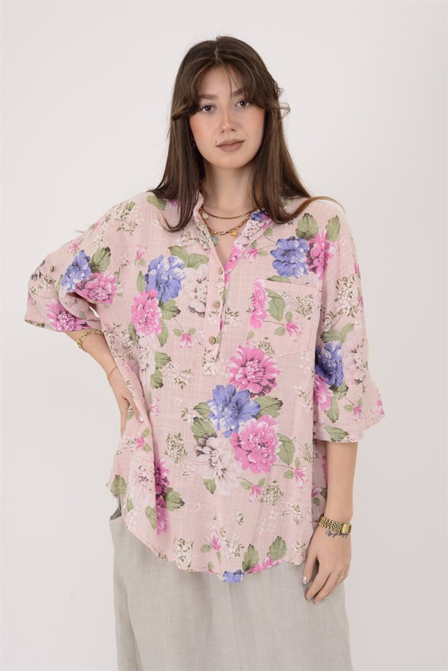 12038 ÇİÇEK DESEN GÖMLEK