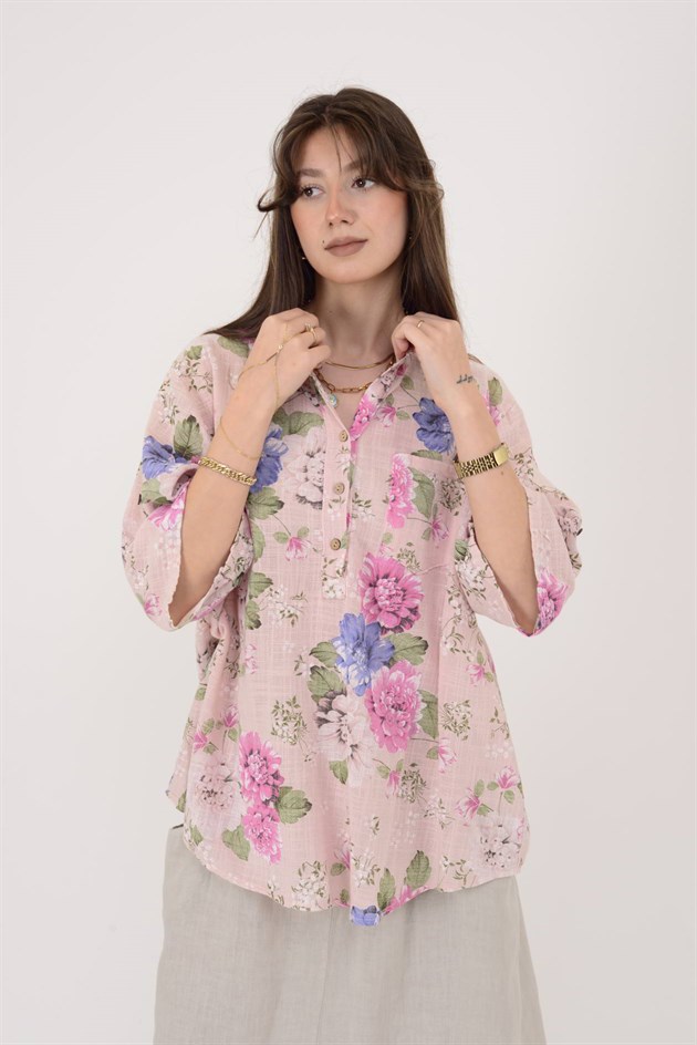 12038 ÇİÇEK DESEN GÖMLEK