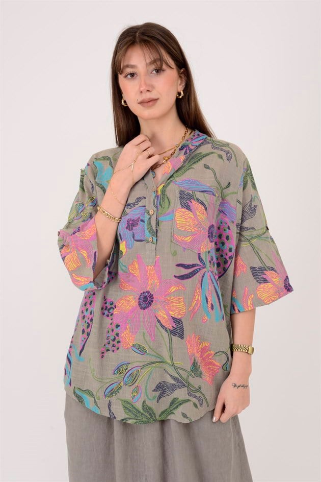 12038 ZAMBAK DESEN GÖMLEK