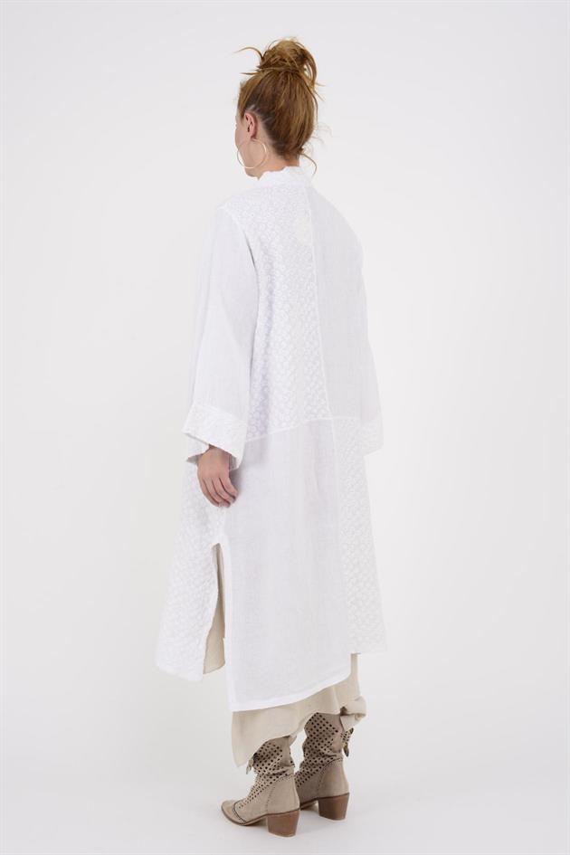 121961 ÇİÇEK İŞLEMELİ KETEN CEKET