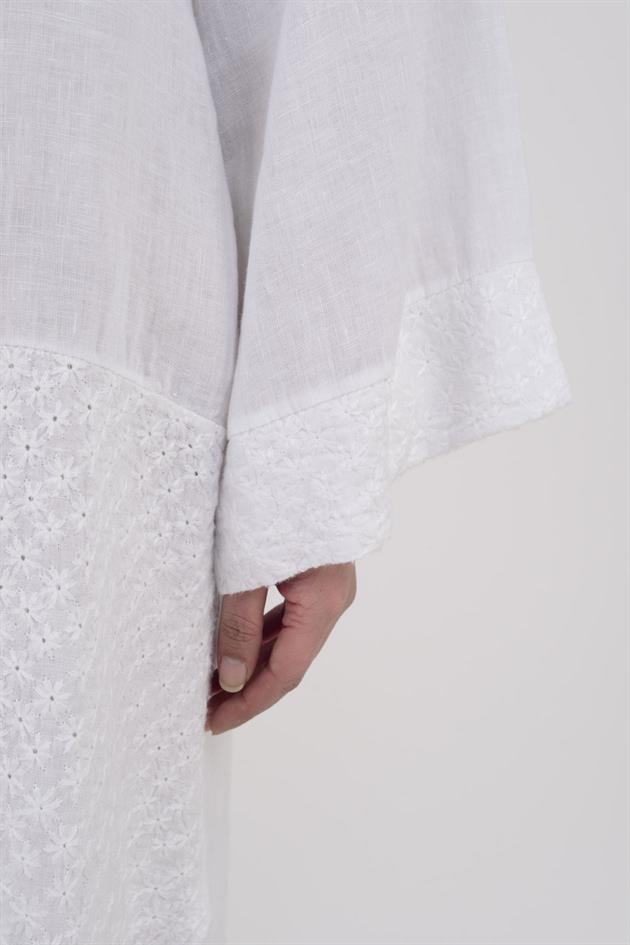 121961 ÇİÇEK İŞLEMELİ KETEN CEKET