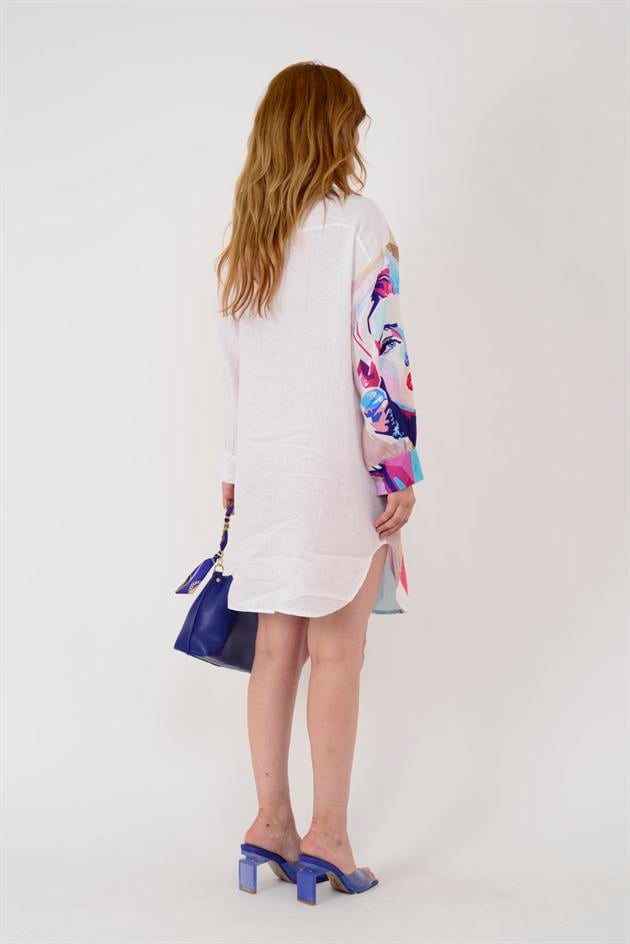 12523 DİVA KETEN KISA GÖMLEK ELBİSE