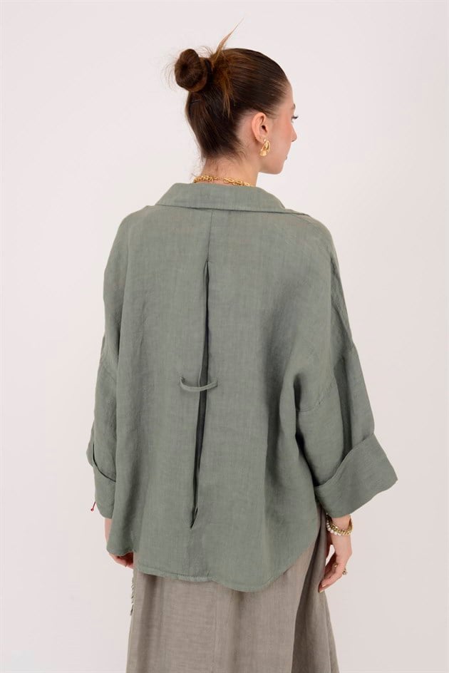 12544 V YAKA KETEN GÖMLEK