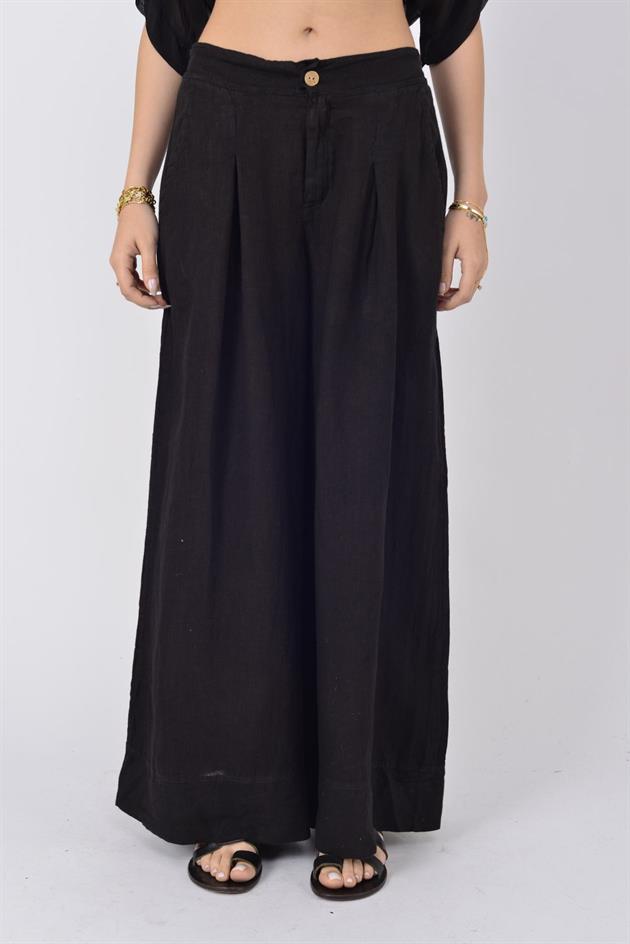12786 PİLE DETAYLI KETEN PANTOLON