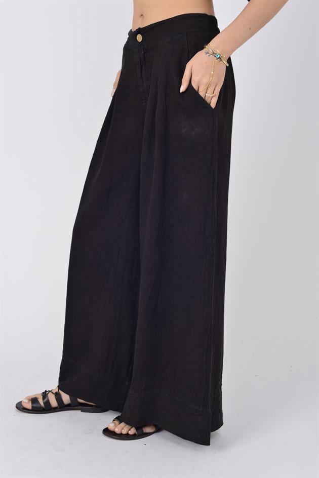 12786 PİLE DETAYLI KETEN PANTOLON