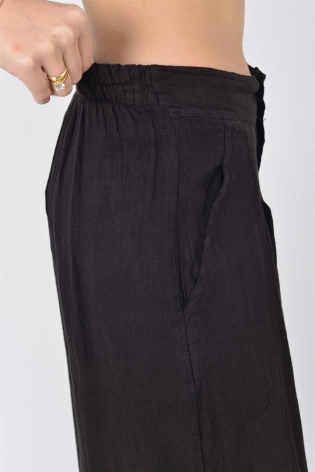 12786 PİLE DETAYLI KETEN PANTOLON