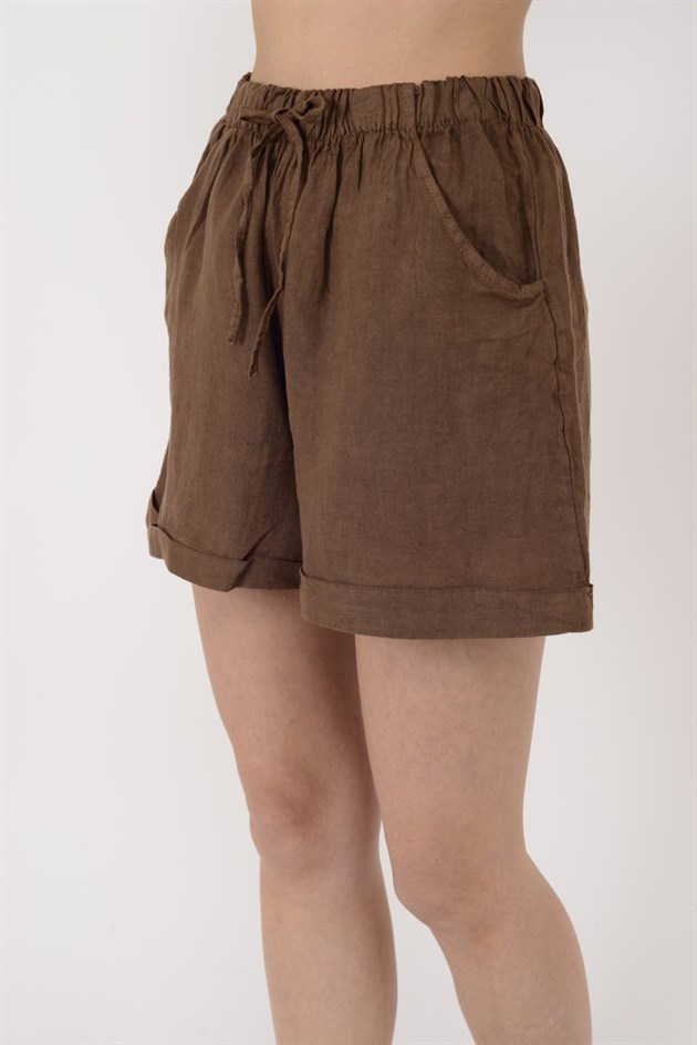 13803 BELDEN BAĞLAMALI KETEN ŞORT