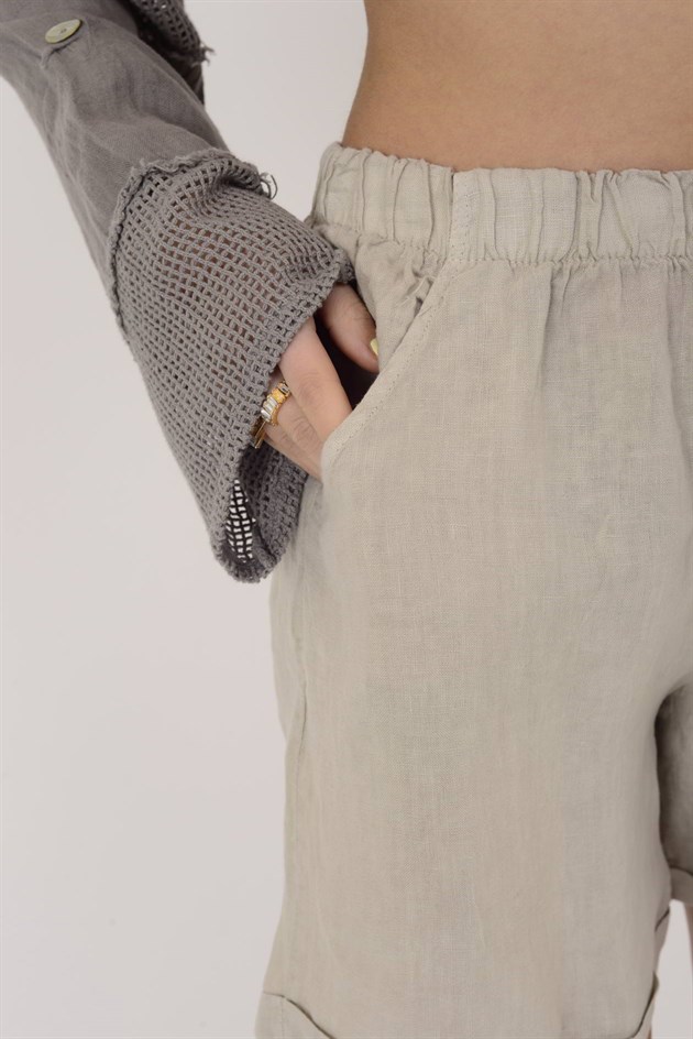 13803 BELDEN BAĞLAMALI KETEN ŞORT